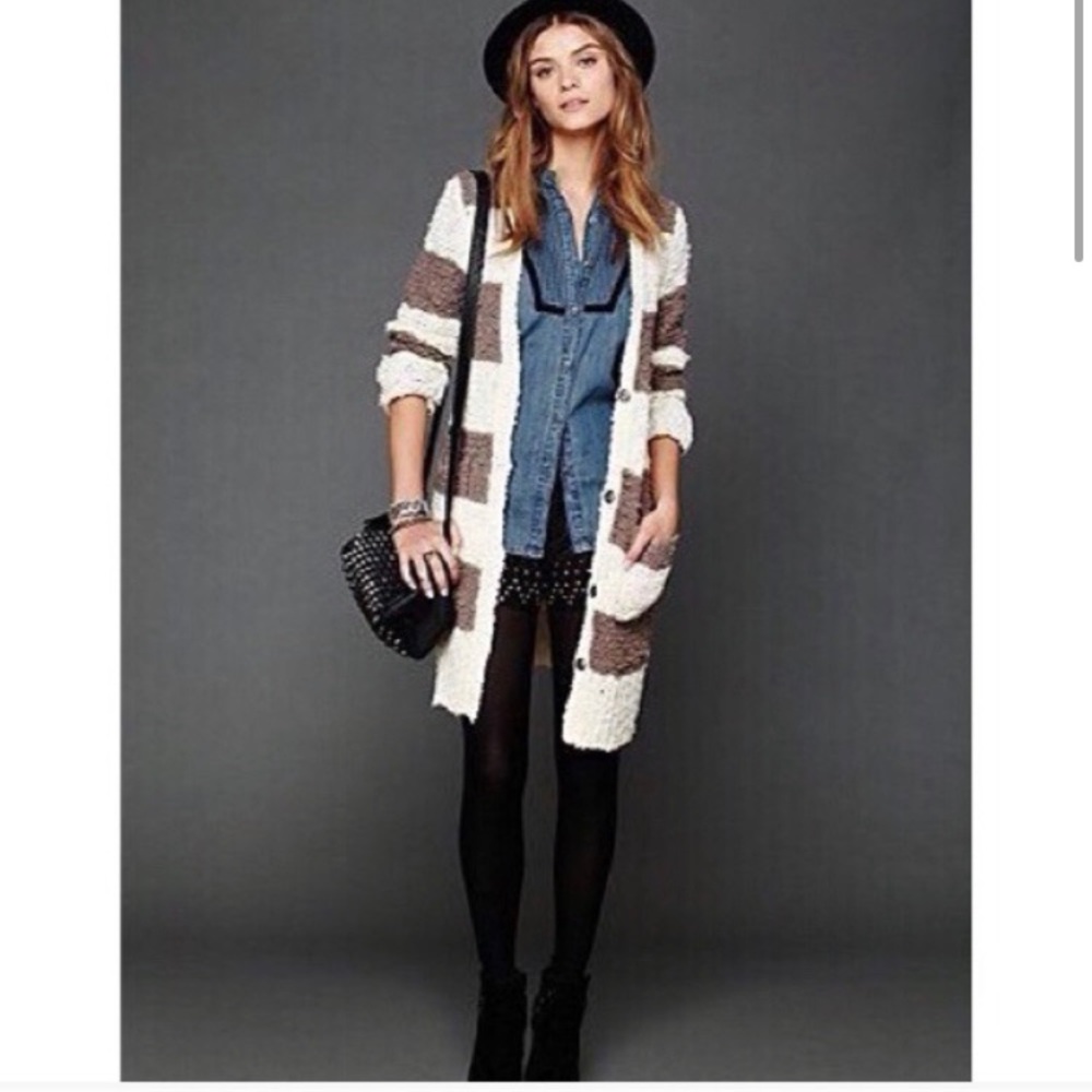 Free People Striped Duster Sweater